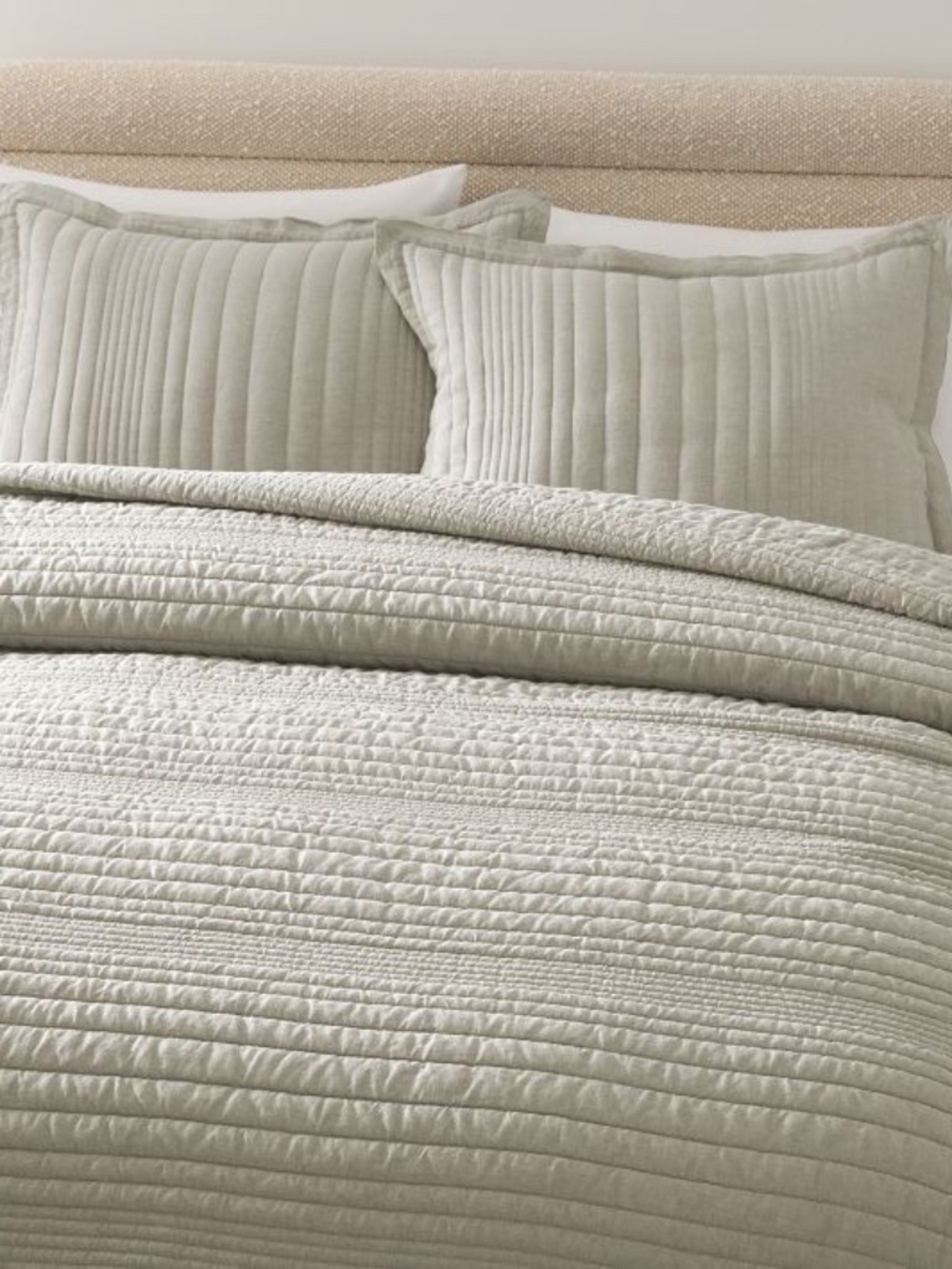 West Elm European Flax Linen Linework Quilt & Shams (KING)